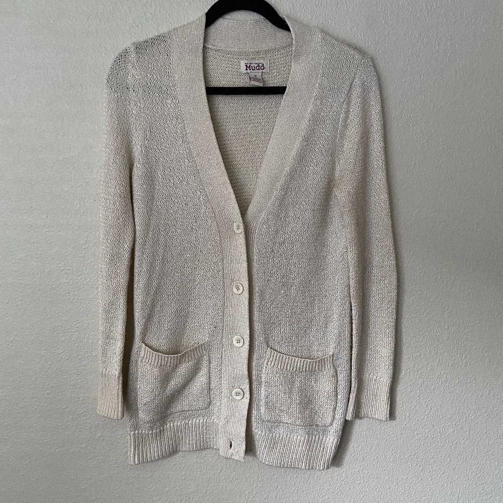 Cream Knit Button Down Cardigan